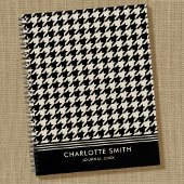 Stijlvolle Houndstooth Patroon Zwart Off-white Spi Notitieboek