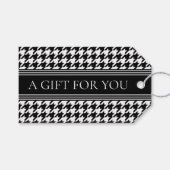 Stijlvolle Houndstooth Zwart & Wit Elegant Cadeaulabel (Voorkant (Horizontaal))