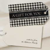 Stijlvolle Houndstooth Zwart Wit Elegant Cadeaulabel