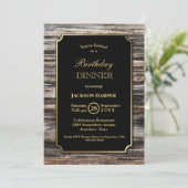 Stijlvolle houten verjaardagsfeestje kaart (Staand voorkant)