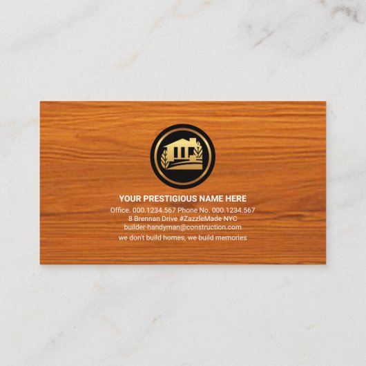 Stijlvolle Houtkorrel Handyman Tools Visitekaartje (Achterkant)