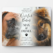 Stijlvolle huisdierherdenking 2 hondenfoto fotoplaat (Voorkant)