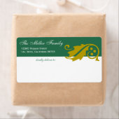 Stijlvolle hulstblad kerst groene gouden verzendin etiket (Insitu)