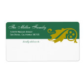 Stijlvolle hulstblad kerst groene gouden verzendin etiket (Voorkant)