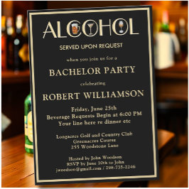 Stijlvolle Humor Black & Gold vrijgezellenfeest Kaart