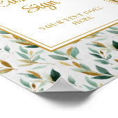 Stijlvolle Hunter Green Gold Greenery Wedding Cust Poster (Hoek)