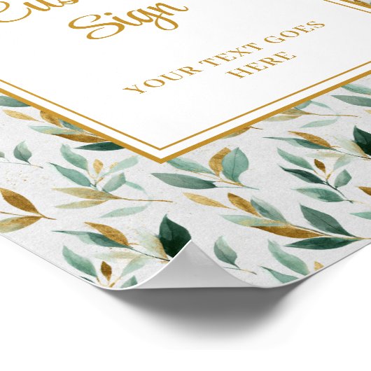 Stijlvolle Hunter Green Gold Greenery Wedding Cust Poster (Hoek)