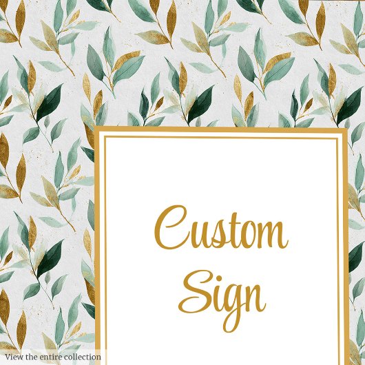 Stijlvolle Hunter Green Gold Greenery Wedding Cust Poster