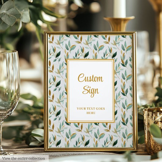Stijlvolle Hunter Green Gold Greenery Wedding Cust Poster