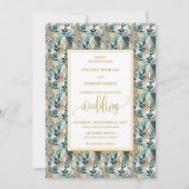 Stijlvolle Hunter Green Gold Greenery Wedding Uitn Kaart (Voorkant)