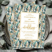 Stijlvolle Hunter Green Gold Greenery Wedding Uitn Kaart