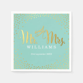 STIJLVOLLE HUWELIJKSTAFEL mini confetti goud mint Servet