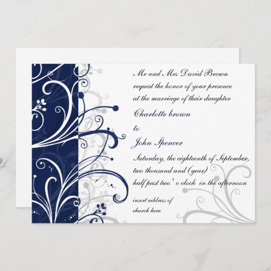 stijlvolle huwelijksuitnodiging kaart (Voorkant / Achterkant)