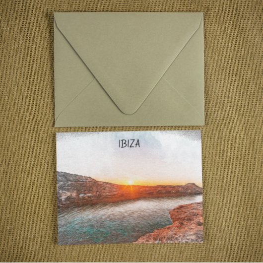 Stijlvolle Ibiza Spanje zonsondergang Briefkaart