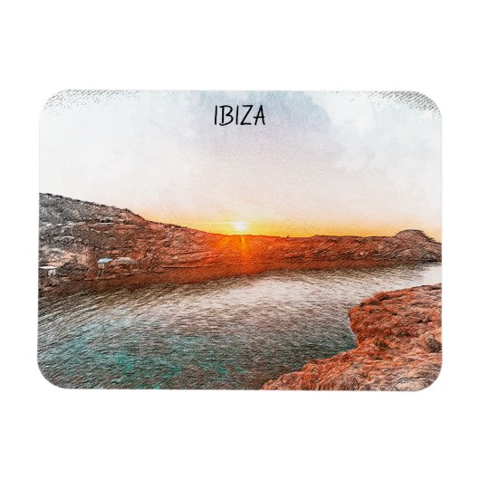 Stijlvolle Ibiza Spanje zonsondergang Magneet (Horizontaal)