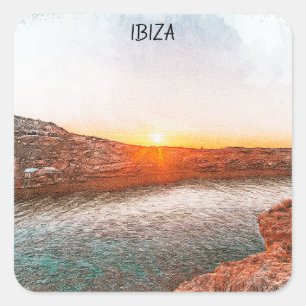 Stijlvolle Ibiza Spanje zonsondergang Vierkante Sticker