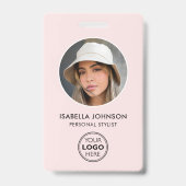 Stijlvolle ID Foto Logo QR Code Blush Roze Beveili Badge (Voorzijde)