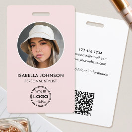 Stijlvolle ID Foto Logo QR Code Blush Roze Beveili Badge