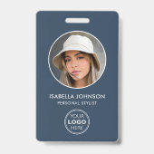 Stijlvolle ID Foto Logo QR Code Slate Blue Beveili Badge (Voorkant)