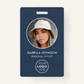 Stijlvolle ID Foto Logo QR Code Slate Blue Beveili Badge (Voorkant)