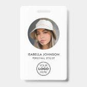 Stijlvolle ID Foto Logo QR Code Wit Zwart Beveilig Badge (Voorzijde)