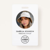 Stijlvolle ID Foto Logo QR Code Wit Zwart Beveilig Badge (Voorkant)