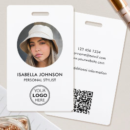 Stijlvolle ID Foto Logo QR Code Wit Zwart Beveilig Badge