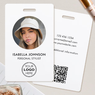 Stijlvolle ID Foto Logo QR Code Wit Zwart Beveilig Badge