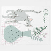 Stijlvolle illustratie van Floral Cat Lover, geper Fleece Deken (Voorkant (Horizontaal))