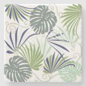 Stijlvolle illustratie van populaire planten binne stenen onderzetter (Voorkant)