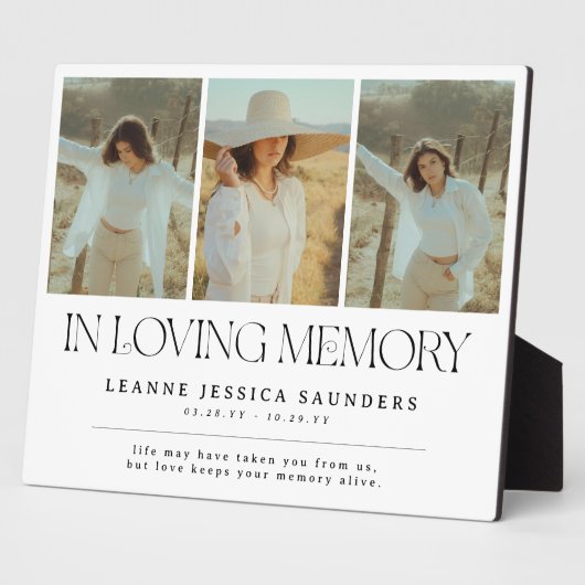 Stijlvolle 'In Loving Memory' Laatste Foto Collage Fotoplaat (Zijkant)
