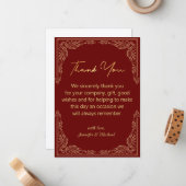 Stijlvolle Indiase goud rood dank u bruiloft Notitiekaartje (Voorkant / Achterkant in situ)