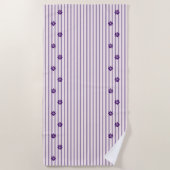 Stijlvolle indigo bloemen, blush & violet gestreep strandlaken (Voorkant)