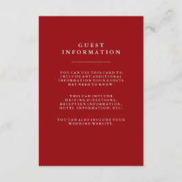 Stijlvolle informatie over Roodvakantieweddenschap Informatiekaartje