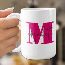 Stijlvolle Initiaal Letter Monogram en Naam Koffiemok