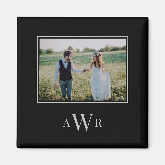 Stijlvolle Initialen Bewerkbare Kleuren Foto Magne Magneet (Voorkant)