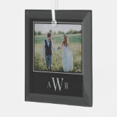 Stijlvolle Initialen Bewerkbare kleurenfotoversier Glas Ornament (Voorkant links)