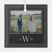 Stijlvolle Initialen Bewerkbare kleurenfotoversier Glas Ornament (Voorkant)