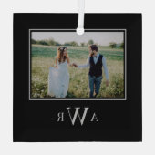 Stijlvolle Initialen Bewerkbare kleurenfotoversier Glas Ornament (Achterkant)