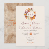 Stijlvolle Initialen rustieke bruine Herfst krans  Kaart (Voorkant / Achterkant)