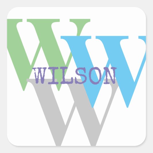 stijlvolle INITIËLE naam monogram minimaal Vierkante Sticker (Voorkant)