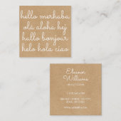 Stijlvolle Internationale Hallo Rustieke Kraft Vierkante Visitekaartje (Voorkant / Achterkant)