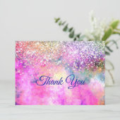 Stijlvolle iriserende faux glitter bedankkaart (Staand voorkant)