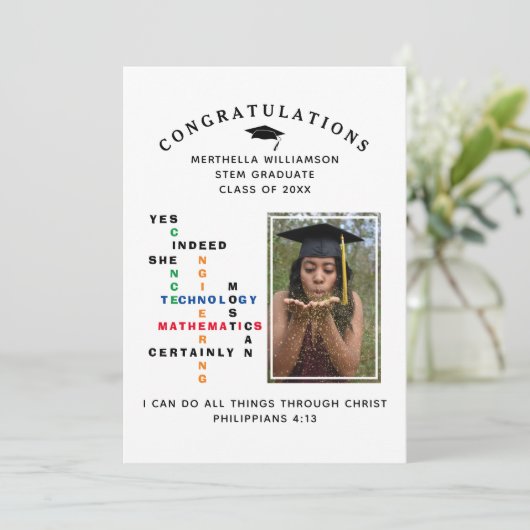 Stijlvolle JA ZE KAN STEM BEGELEIDEN Afstuderen Aankondiging (Staand voorkant)