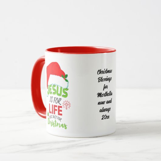 Stijlvolle JESUS IS NIET alleen voor kerstmis maar Mok (Voorkant links)