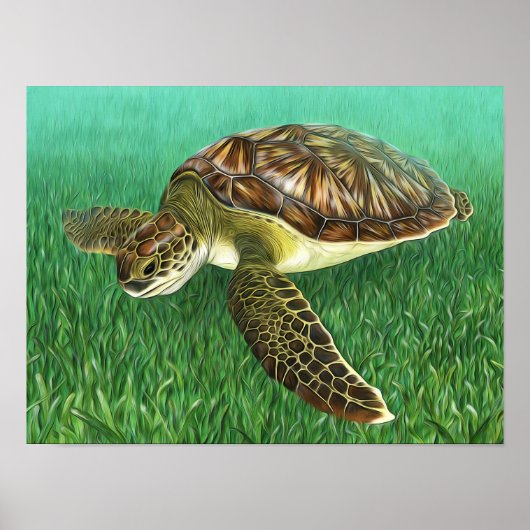Stijlvolle jonge groene schildpad poster (Voorkant)