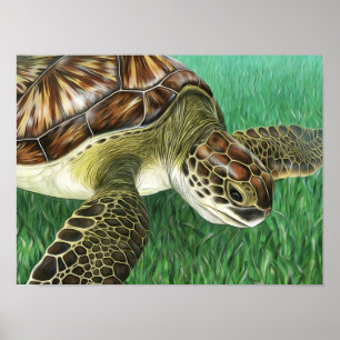 Stijlvolle jonge groene schildpad poster