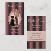 Stijlvolle jonge vrouw en zwarte kat visitekaartje (Voorkant / Achterkant)