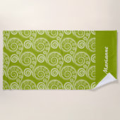 Stijlvolle Jouw naam Groene Natuur-geïnspireerde V Strandlaken (Voorkant)