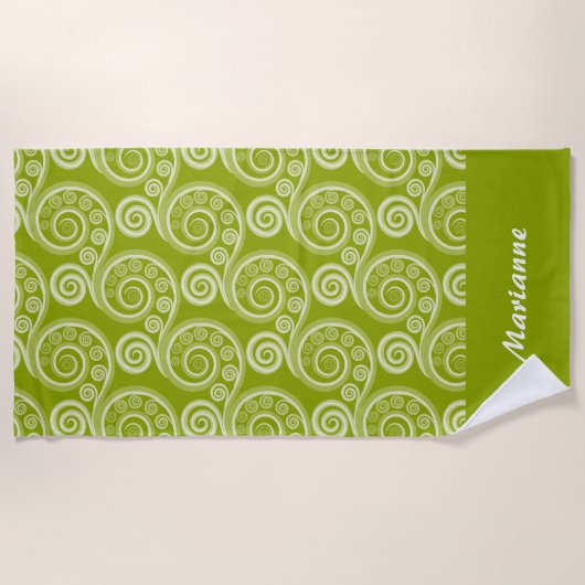 Stijlvolle Jouw naam Groene Natuur-geïnspireerde V Strandlaken (Voorkant)